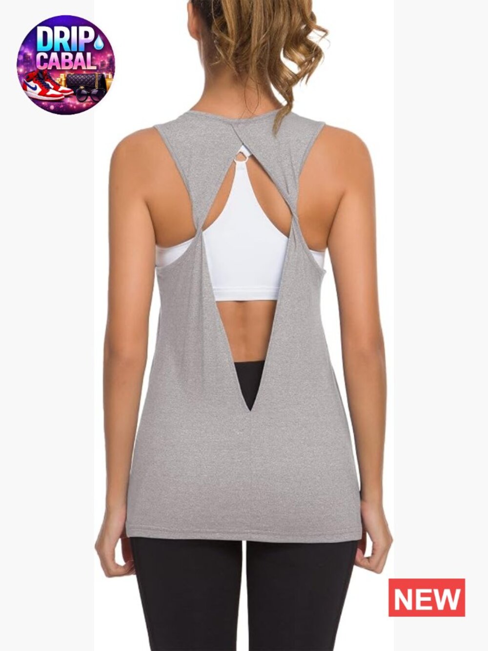 Open Back Workout Tank Top Sleeveless Yoga Vest